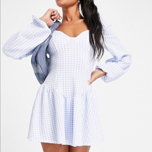 ASOS Design Gingham Skater Mini Dress Size 10 - Picture 1 of 3